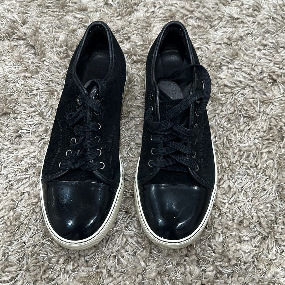 Lanvin Suede Patent Leather Sneakers